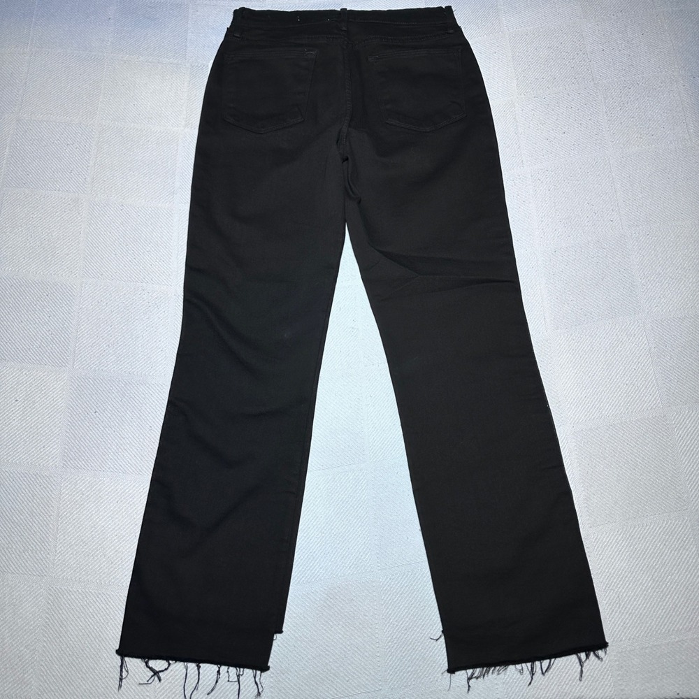 NEW FRAME Le High Straight Jeans Womens 28 Glitter Velour Stripe Raw Hem Black - Picture 8 of 15